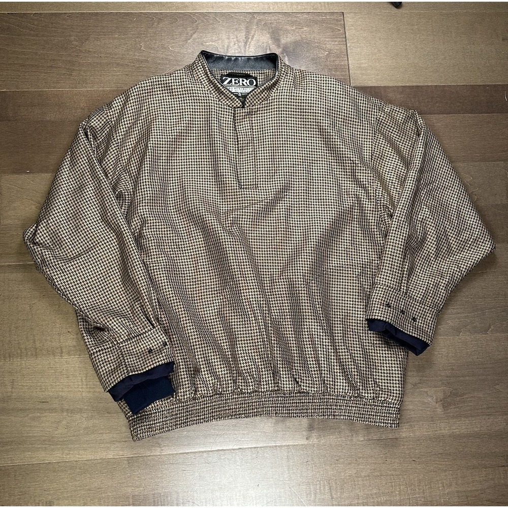 Zero Restriction Pullover Men's XL Snap up Houndstooth Jacket Wool Cashmere Golf